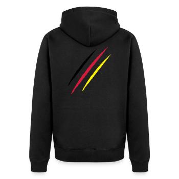 kratzer deutschland kratz spuren kralle - Unisex Premium Bio Zip Hoodie - Schwarz - Hinten - Nico (187cm)