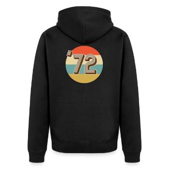 1972 Vintage Jahrgang - Unisex Premium Bio Zip Hoodie - Schwarz - Hinten - Nico (187cm)