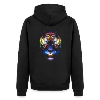 Phosphorescent tiger creative art Enzo volo - Unisex Premium Organic Zip Hoodie - black - Back - Nico (187cm)