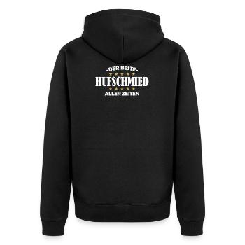 Der Beste Hufschmied Aller Zeiten T-Shirt Geschenk - Unisex Premium Bio Zip Hoodie - Schwarz - Hinten - Nico (187cm)