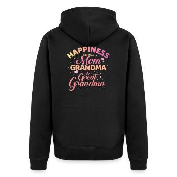 Uroma - Unisex Premium Bio Zip Hoodie - Schwarz - Hinten - Nico (187cm)