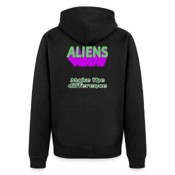 ALIENS Aliens make the difference ohne Alien - Unisex Premium Bio Zip Hoodie - Schwarz - Hinten - Nico (187cm)