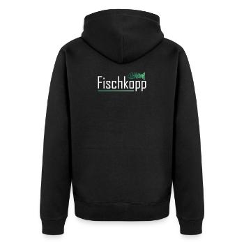 Fischkopp Fischkopf Nordsee Ostsee Ostfriese - Unisex Premium Bio Zip Hoodie - Schwarz - Hinten - Nico (187cm)