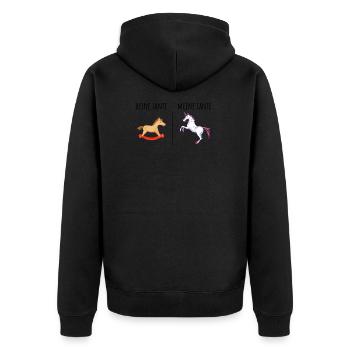Deine Tante Meine Tante Einhorn I Lustiger Spruch - Unisex Premium Bio Zip Hoodie - Schwarz - Hinten - Nico (187cm)