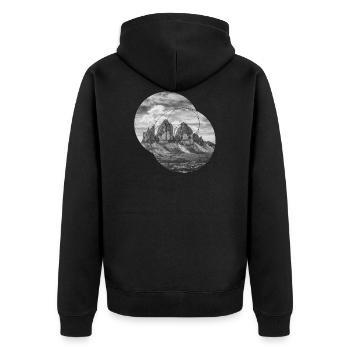 Three Peaks Dolomites Geometric shape Polygon - Unisex Premium Organic Zip Hoodie - black - Back - Nico (187cm)