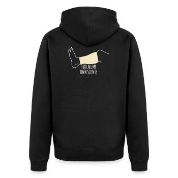 I Do All My Own Stunts T-Shirt Gebrochener Fuß - Unisex Premium Bio Zip Hoodie - Schwarz - Hinten - Nico (187cm)