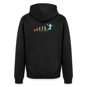 Evolution Handball Spieler T-Shirt Geschenk - Unisex Premium Bio Zip Hoodie - Schwarz - Hinten - Nico (187cm)