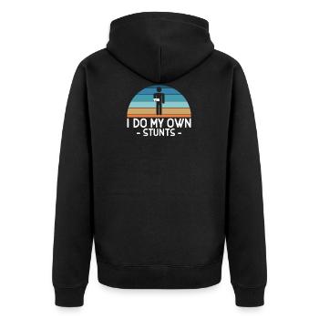 I Do My Own Stunts Arm fracture cast - Unisex Premium Organic Zip Hoodie - black - Back - Nico (187cm)