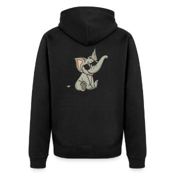 Baby Elefant mit Sonnenbrillen - Unisex Premium Bio Zip Hoodie - Schwarz - Hinten - Nico (187cm)