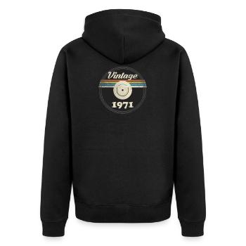 T-shirt du 50e anniversaire du disque vinyle vintage 1971 - Veste à capuche bio Premium Unisexe - noir - Dos - Nico (187cm)
