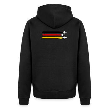 Deutschland Flagge Flugzeug Geschenk Pilot - Unisex Premium Bio Zip Hoodie - Schwarz - Hinten - Nico (187cm)