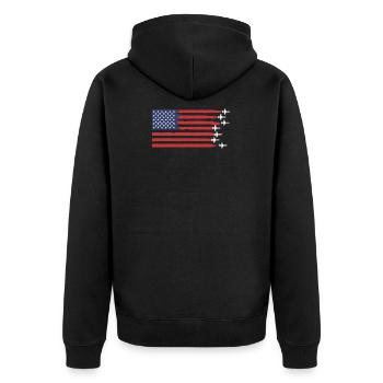 USA Flagge Amerika Fahne Flugzeug - Unisex Premium Bio Zip Hoodie - Schwarz - Hinten - Nico (187cm)
