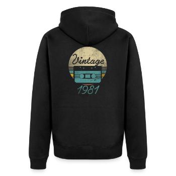 Cassette vintage 1981 Cadeau 40e anniversaire - Veste à capuche bio Premium Unisexe - noir - Dos - Nico (187cm)
