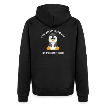 Ich bin nicht kurz, ich bin Pinguin Größe süße Pinguin Liebhaber - Unisex Premium Bio Zip Hoodie - Schwarz - Hinten - Nico (187cm)