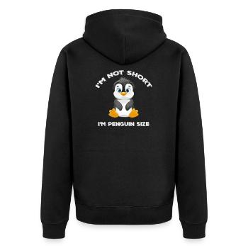 Ich bin nicht kurz, ich bin Pinguin Größe süße Pinguin Liebhaber - Unisex Premium Bio Zip Hoodie - Schwarz - Hinten - Nico (187cm)