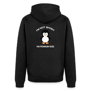 Ich bin nicht klein Ich bin Pinguin Größe Netter Pinguin Liebhaber - Unisex Premium Bio Zip Hoodie - Schwarz - Hinten - Nico (187cm)