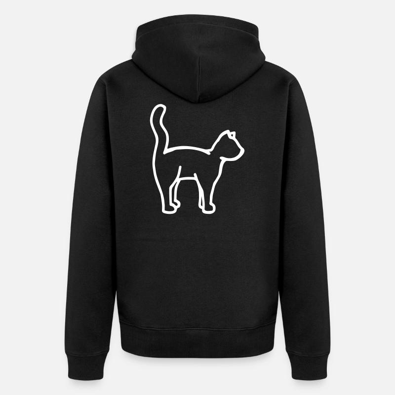 Chat Contour cat silhouette - Veste à capuche bio Premium Unisexe - noir