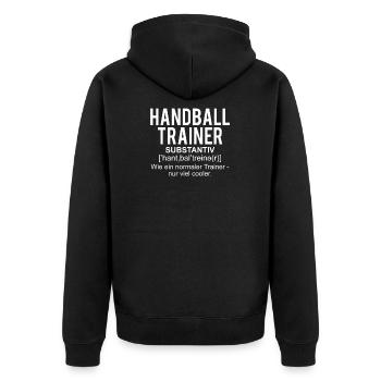 Handball Trainer Coach Definition T-Shirt Geschenk - Unisex Premium Bio Zip Hoodie - Schwarz - Hinten - Nico (187cm)