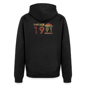 Vintage 1991 30e anniversaire T-Shirt cadeau montagne - Veste à capuche bio Premium Unisexe - noir - Dos - Nico (187cm)