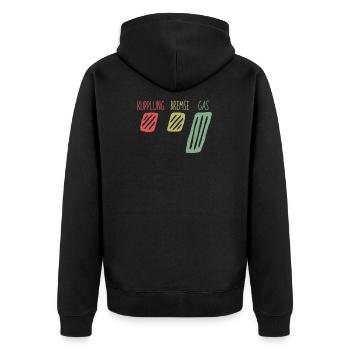 Kupplung Bremse Gas Fahrlehrer Fahrschule - Unisex Premium Bio Zip Hoodie - Schwarz - Hinten - Nico (187cm)