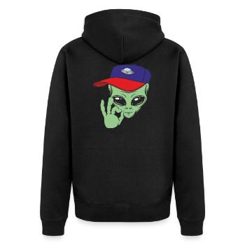 Alien extraterrestrials - Unisex Premium Organic Zip Hoodie - black - Back - Nico (187cm)