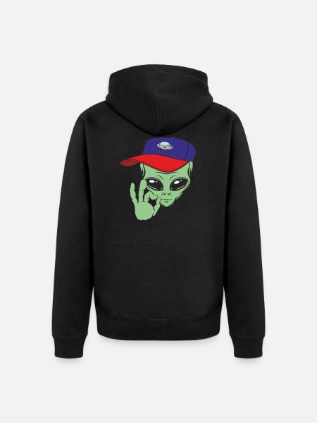 Alien extraterrestrials - Unisex Premium Organic Zip Hoodie - black