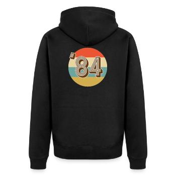 1984 Vintage Jahrgang - Unisex Premium Bio Zip Hoodie - Schwarz - Hinten - Nico (187cm)