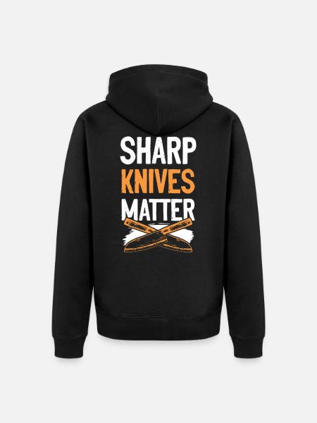 chef cook knife saying - Unisex Premium Organic Zip Hoodie - black