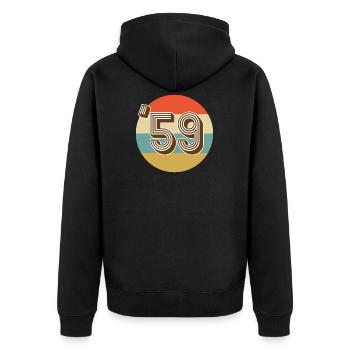 1959 Vintage Jahrgang - Unisex Premium Bio Zip Hoodie - Schwarz - Hinten - Nico (187cm)