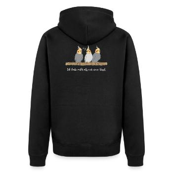 Nymphensittich Vogel Haustier Lustiger Spruch - Unisex Premium Bio Zip Hoodie - Schwarz - Hinten - Nico (187cm)