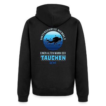 Tauchen Opa tauchen Hobbytaucher lustiger Spruch - Unisex Premium Bio Zip Hoodie - Schwarz - Hinten - Nico (187cm)