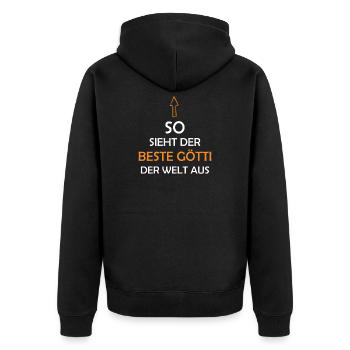 Bester Götti der Welt Firmgötti Taufgötti Geschenk - Unisex Premium Bio Zip Hoodie - Schwarz - Hinten - Nico (187cm)