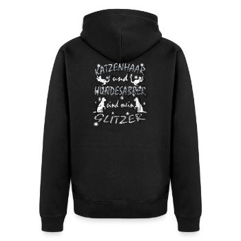 tmfa katzenhaar tier hundehaar tierfreund glitzer - Unisex Premium Bio Zip Hoodie - Schwarz - Hinten - Nico (187cm)