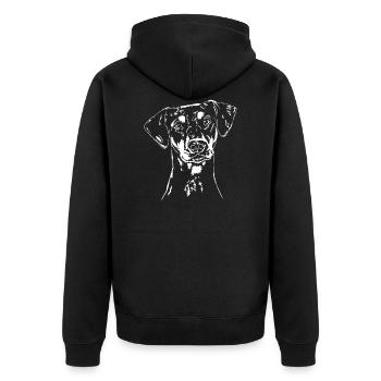 GERMAN PINSCHER Dog Dogs Wilsigns - Unisex Premium Organic Zip Hoodie - black - Back - Nico (187cm)