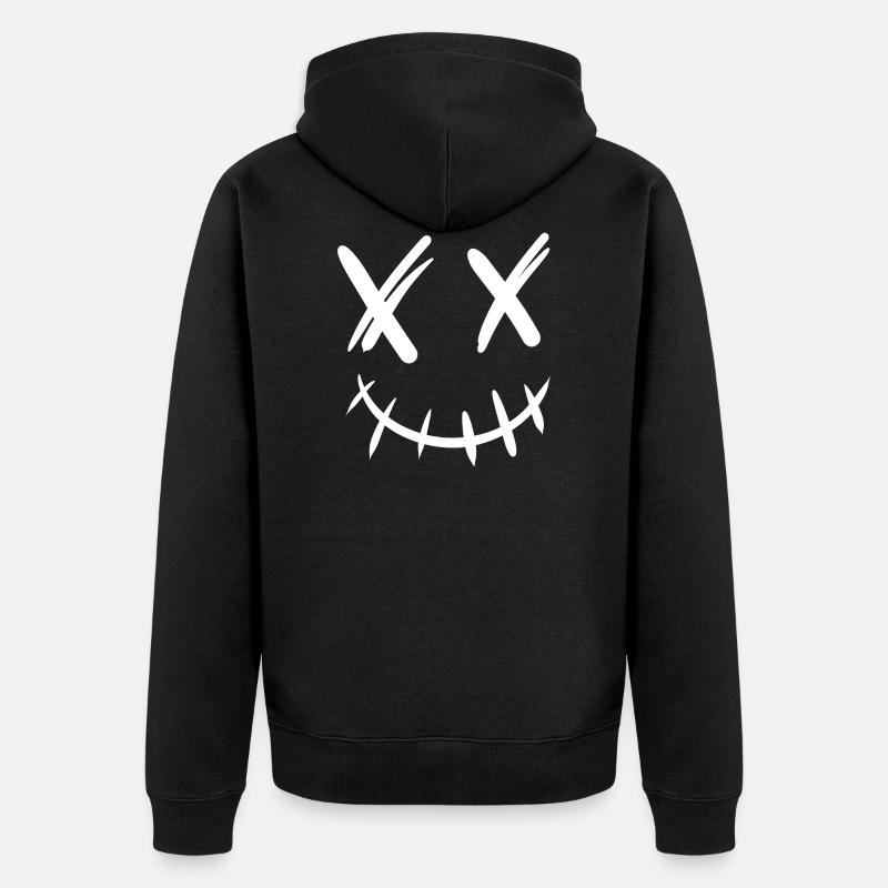 Grinsender Smile - Unisex Premium Bio Zip Hoodie - Schwarz