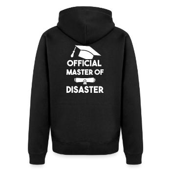 Master Of Disaster Uni Abschluss Master Uni - Unisex Premium Bio Zip Hoodie - Schwarz - Hinten - Nico (187cm)