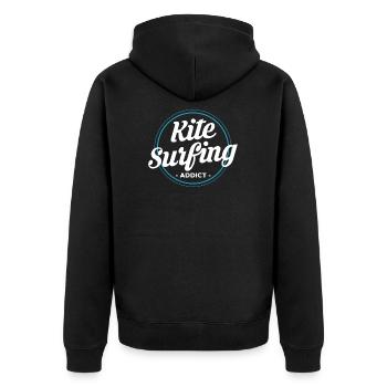 Kitesurf Addict T-shirt cadeau kitesurf - Veste à capuche bio Premium Unisexe - noir - Dos - Nico (187cm)