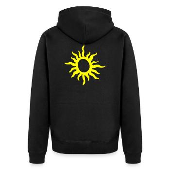 Soleil symbole vie - Veste à capuche bio Premium Unisexe - noir - Dos - Nico (187cm)