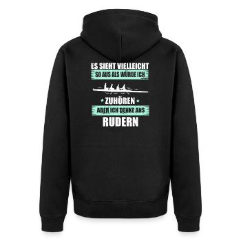 Rudern Ruderer Ruderboot Paddeln Sportart - Unisex Premium Bio Zip Hoodie - Schwarz - Hinten - Nico (187cm)