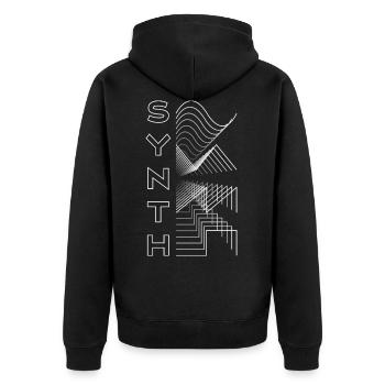 Synth Waveform Audio Analog Design Modular Gift - Unisex Premium Bio Zip Hoodie - Schwarz - Hinten - Nico (187cm)