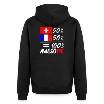 50 % Suisse 50 % France - Veste à capuche bio Premium Unisexe - noir - Dos - Nico (187cm)