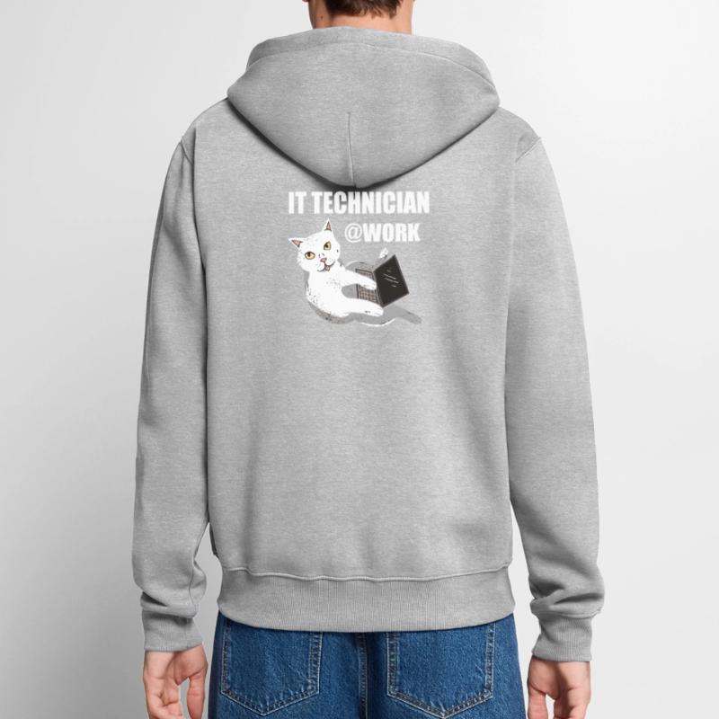 IT Technician Cat Programmer Techie Unisex Premium Organic Zip Hoodie