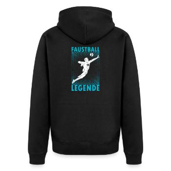 Faustball Legende Faustballspieler Faustballer - Unisex Premium Bio Zip Hoodie - Schwarz - Hinten - Nico (187cm)