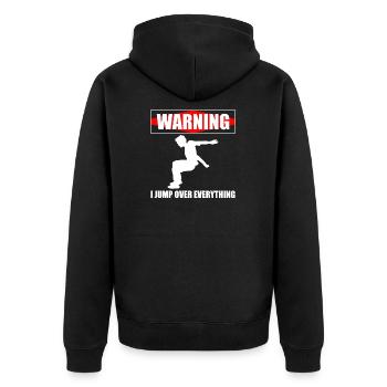 Warning I Jump Over Everything Parkour Coureur - Veste à capuche bio Premium Unisexe - noir - Dos - Nico (187cm)