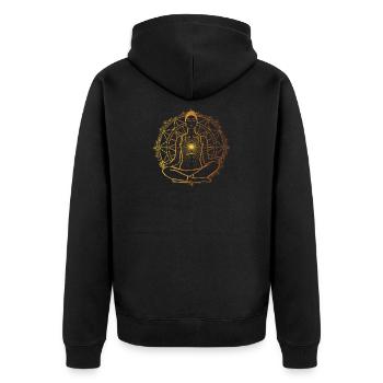 Yoga Namaste Fleur de vie - Veste à capuche bio Premium Unisexe - noir - Dos - Nico (187cm)