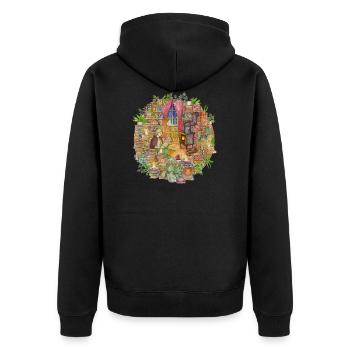 Coziness - Unisex Premium Bio Zip Hoodie - Schwarz - Hinten - Nico (187cm)