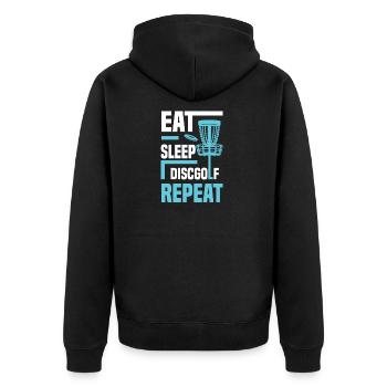 Eat Sleep Discgolf Repeat Disc Golf - Unisex Premium Organic Zip Hoodie - black - Back - Nico (187cm)
