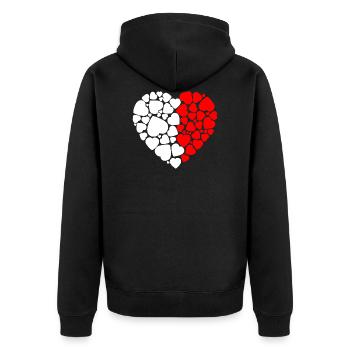 Herz Kleine Herzen Liebe - Unisex Premium Bio Zip Hoodie - Schwarz - Hinten - Nico (187cm)