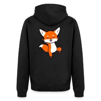 Fröhlicher Fuchs Kinder Füchse - Unisex Premium Bio Zip Hoodie - Schwarz - Hinten - Nico (187cm)