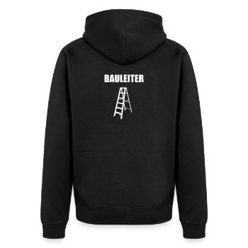 Bauleiter Baustellen Leiter Lustiges Bauleiter - Unisex Premium Bio Zip Hoodie - Schwarz - Hinten - Nico (187cm)